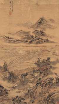 朱臣 丙子（1696年）作 钱江欢潮图 轴